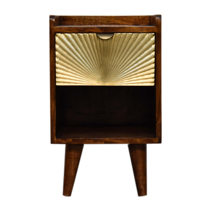 Artisan Furniture Solid Wood Mini Manila Gold 1 Drawer Bedside