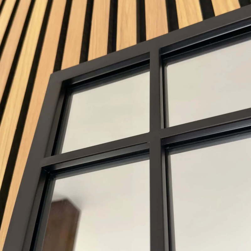 Aimi - Black Metal Rectangle Window Mirror - 95cm x 120cm.