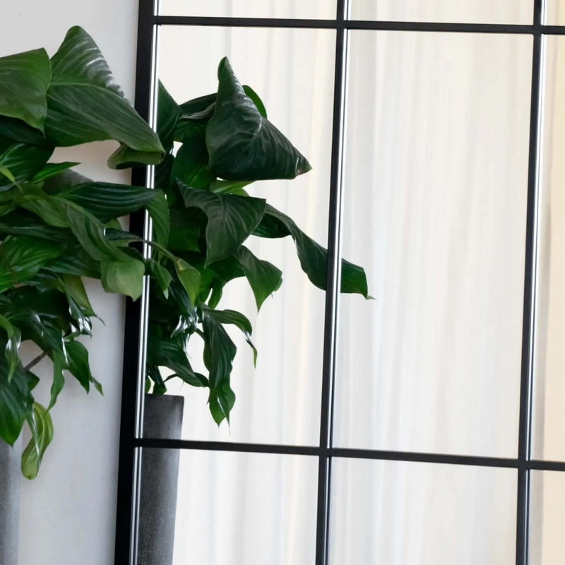 Tomi- Full Length Black Metal Arched Lattice Window Mirror - 200cm x 120cm