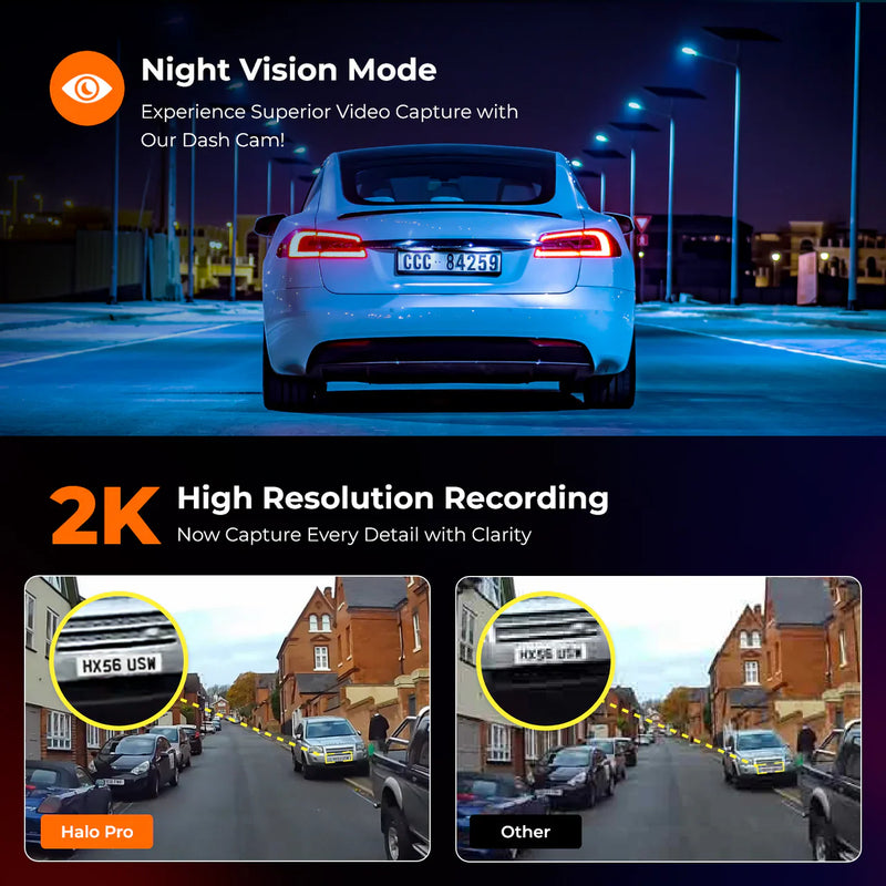 Road Angel Halo Pro 2K+ HD Front & Rear Dash Cam