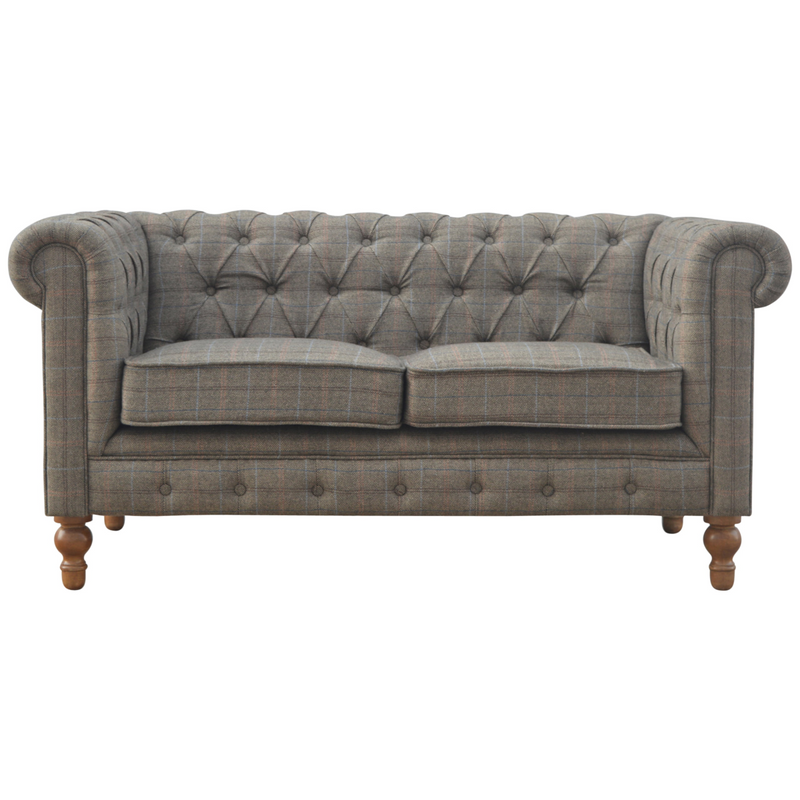 Artisan Furniture Solid Wood Multi Tweed 2 Seat Chesterfield