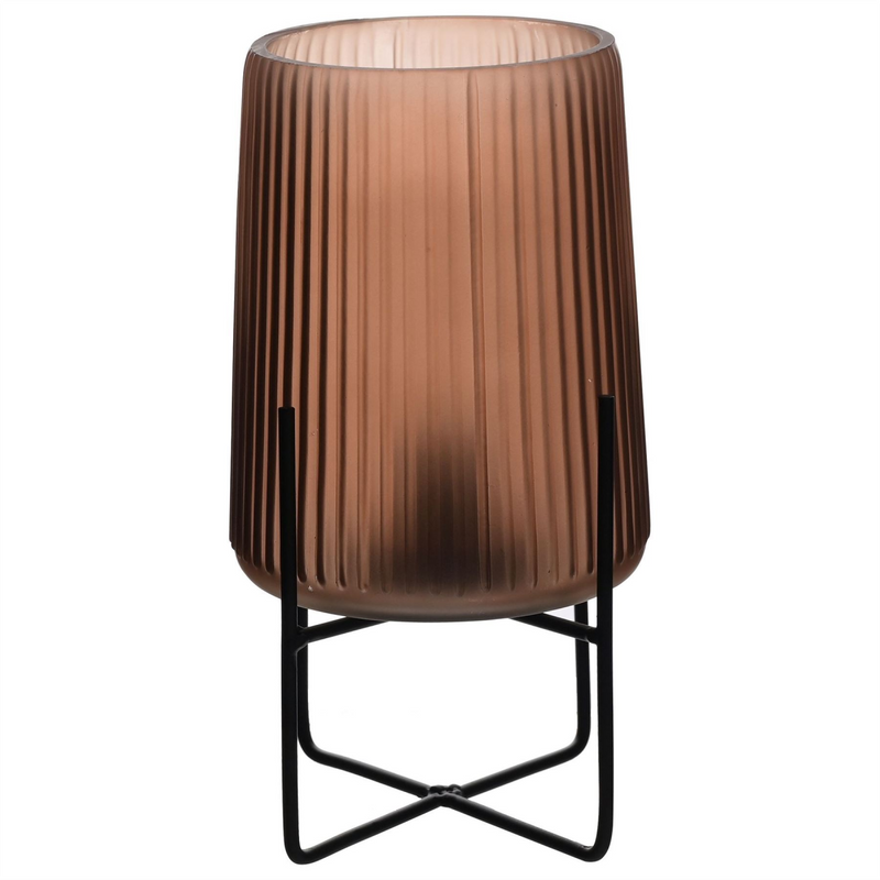Hestia Battery Operated Glass Lamp With Stand Frosted Coffee 12.5cm x 23cm