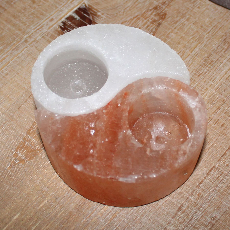 Yin and Yang Rock Salt Double Tea Light Holder