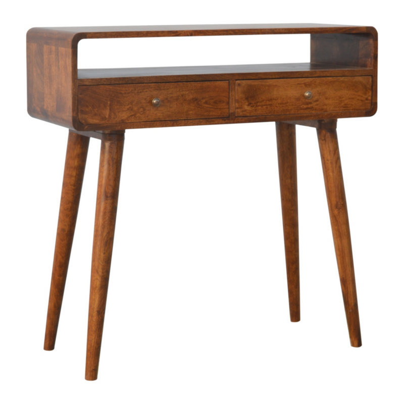 Artisan Furniture Solid Wood Curved Chestnut Console Table