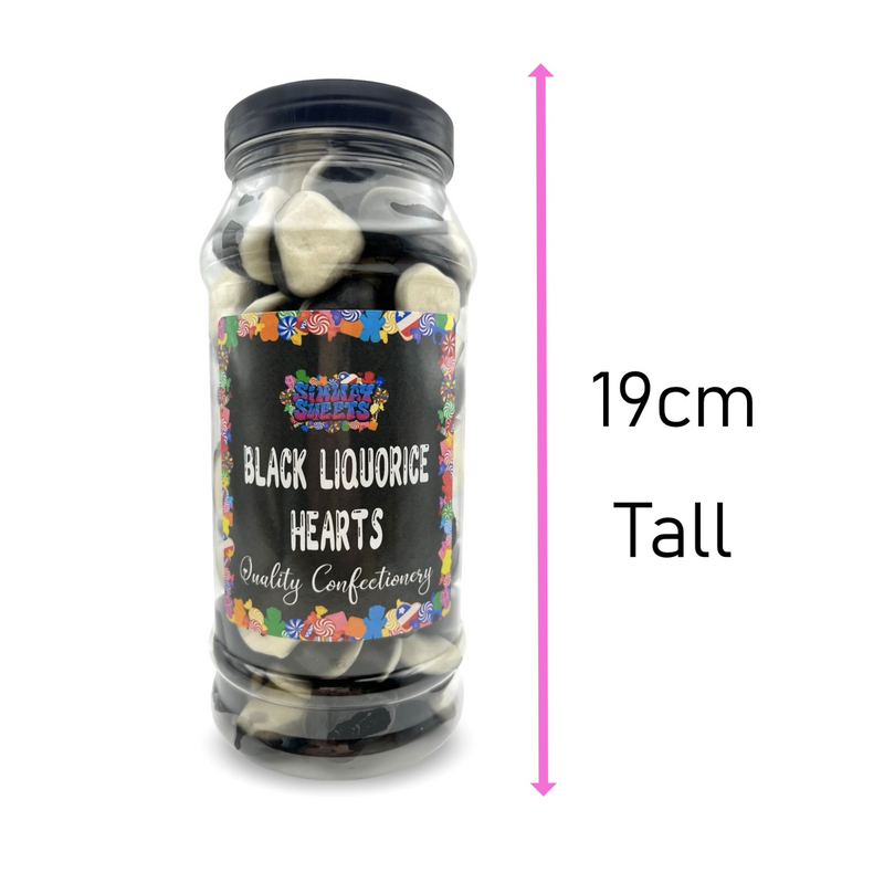 Black Liquorice Hearts Retro Gummy Sweets Gift Jar - 775g