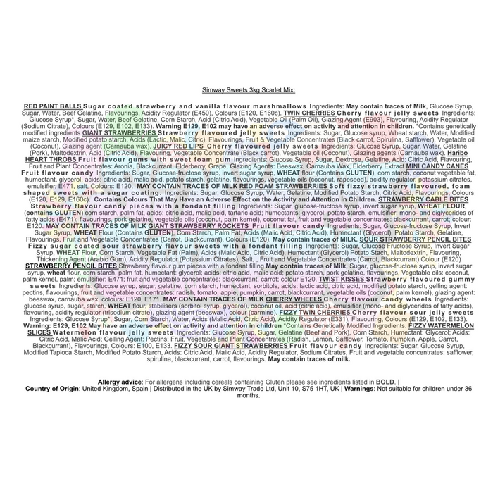 Simway Sweets Scarlett Mix Sweet Gift Huge Mega 3KG Candy Jar