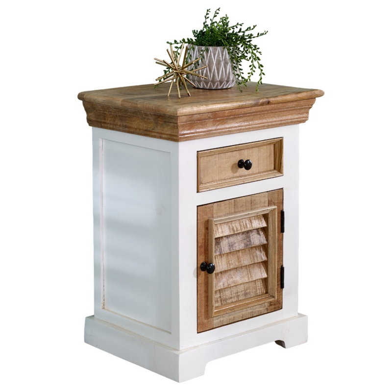 Alfie Solid Mango Wood Bedside Cabinet 1 Drawer  1 Door
