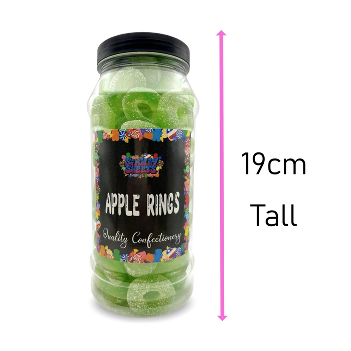 Sour Apple Rings Retro Fizzy Gummy Sweets Gift Jar - 620g