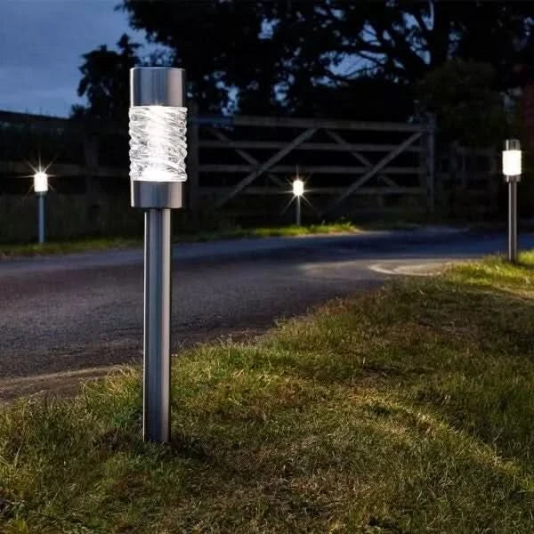 3 Pack 57cm Solar Garden Stake Lights with Wave Effect Glass
