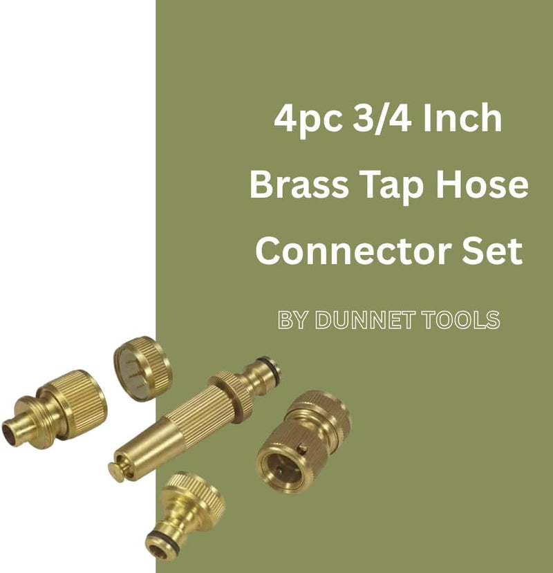 4 Piece Brass Hose Fitting Set with Spray Nozzle & Tap Adaptor