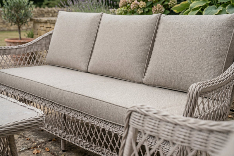 Cotswold Wicker 3 Seater Sofa Set with 2 Stools and Height Adjust Table