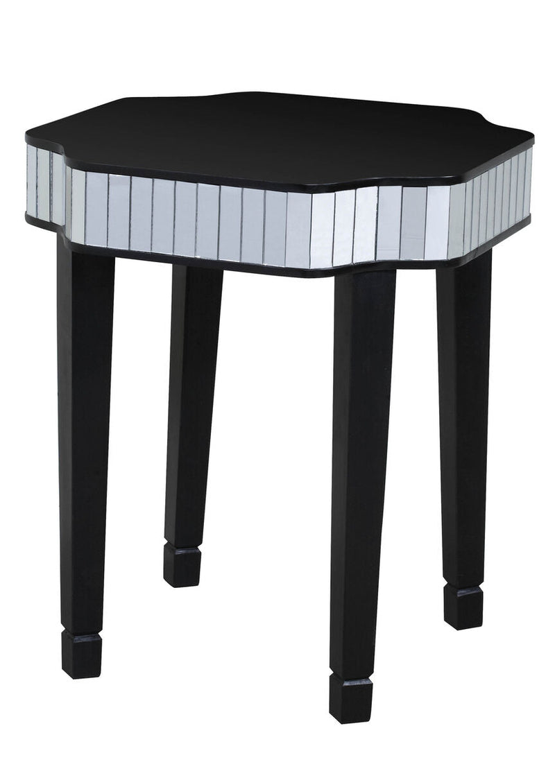 Black Mirrored Detail Top Side Table with Smooth Surface | Clavier