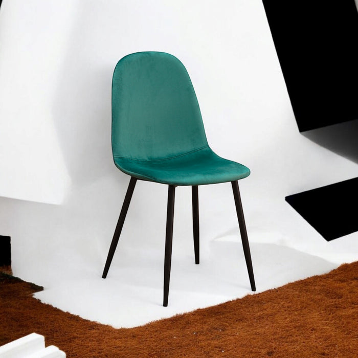 GREEN FABRIC CHAIR BLACK METAL LEGS