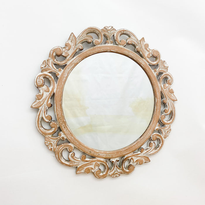 48CM HAND CARVED WOODEN MIRROR