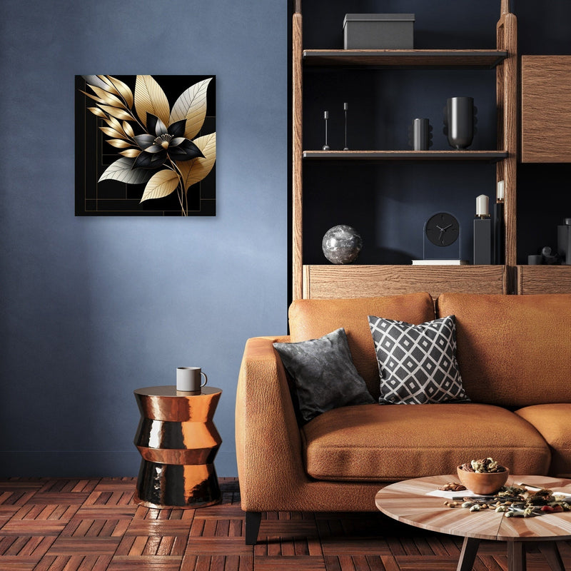 Golden Noir Floral Elegance Canvas