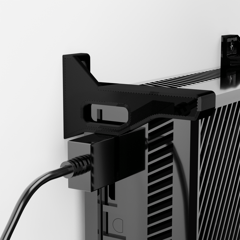 Xbox One Original Console Wall Mount Kit With Power Supply Adapter Brick Cable Bracket Holder (Set of 4 & 2) - Black