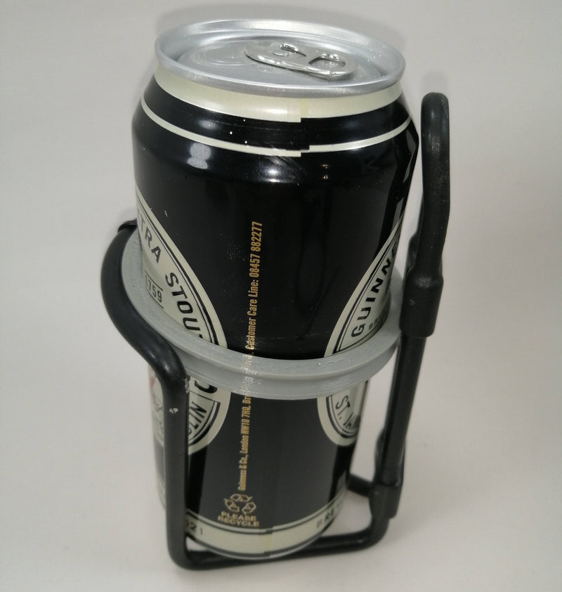 Bike Bottle Holder Adapter : Holds Standard Water Bottles & Cans When Needed