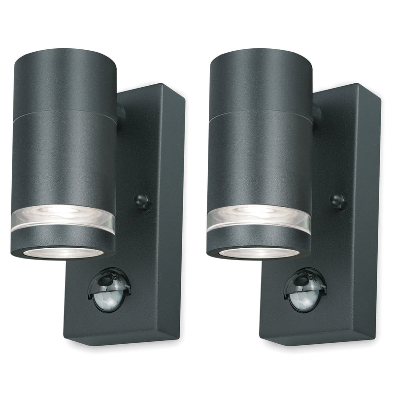 4lite Marinus GU10 Single Direction Outdoor Wall Light with PIR - Anthracite