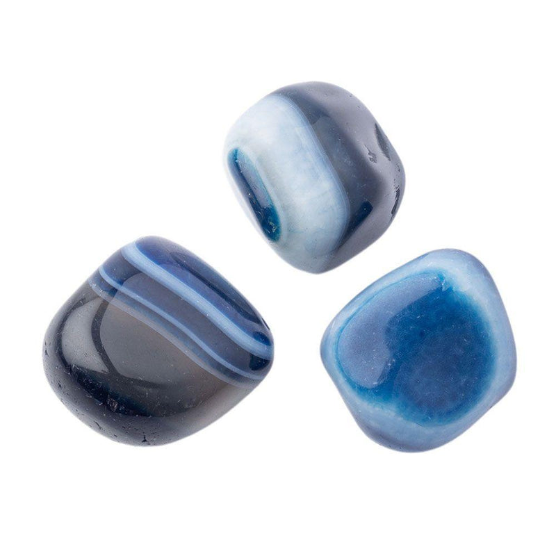 Blue Banded Agate Tumbled Semi-Precious Collectible Gemstone