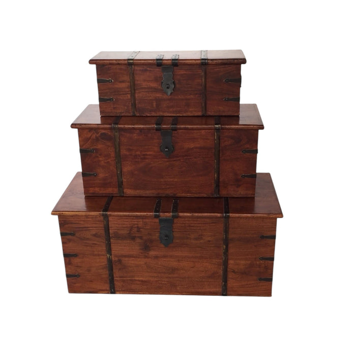101CM SET 3 WOODEN CHESTS