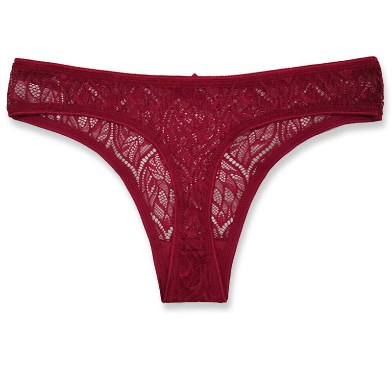 6 Pack Womens Sexy Lace Underwear Ladies Cotton Thongs G-String Knickers Briefs