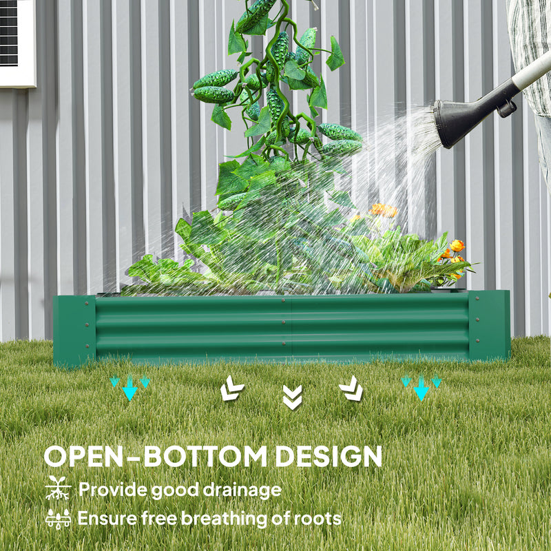 Outsunny Galvanised Raised Garden Bed, 180x90x30cm Raised Planter, Green
