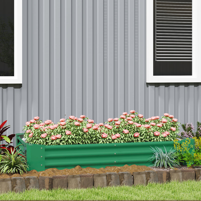 Outsunny Galvanised Raised Garden Bed, 180x90x30cm Raised Planter, Green