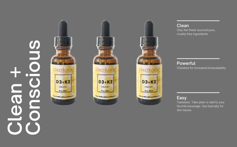3rd Rock Essentials D3 K2 Liquid Drops – Chelated Vitamin D3 K2, Vegan, Gluten Free | 1 Fl Oz