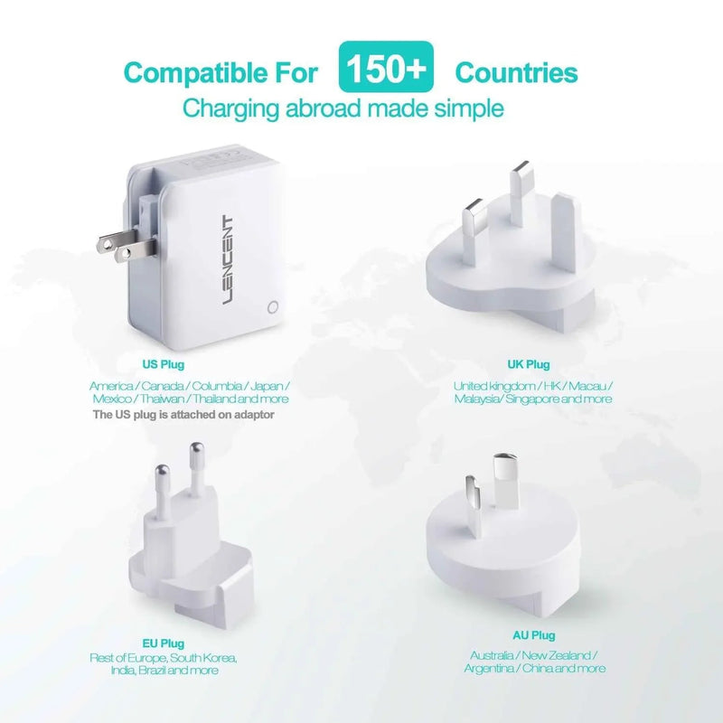 USB Charger 4 Ports Worldwide Universal Adapters Includes UK EU US AUS 22W/5V