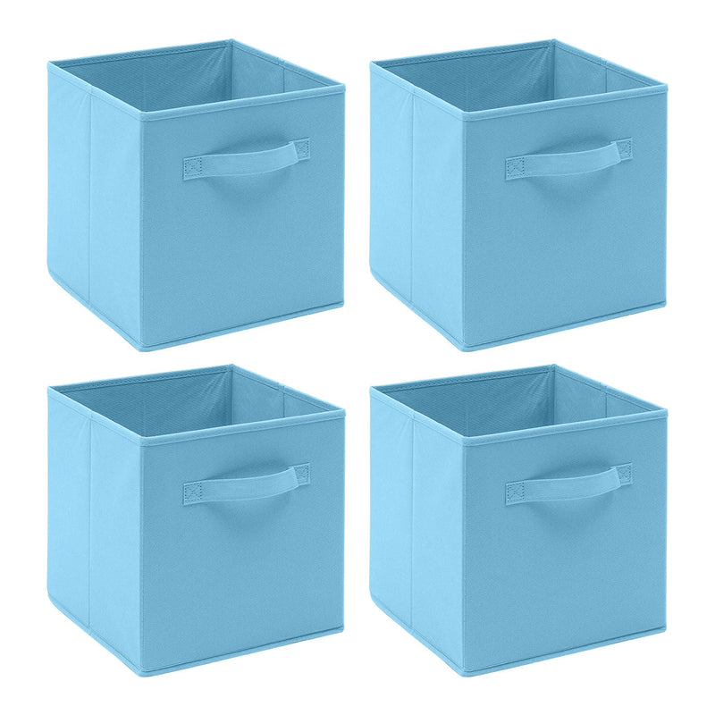 Pack of 4 Foldable Fabric Storage Organisers Cubes Boxes Wardrobe Home Organiser