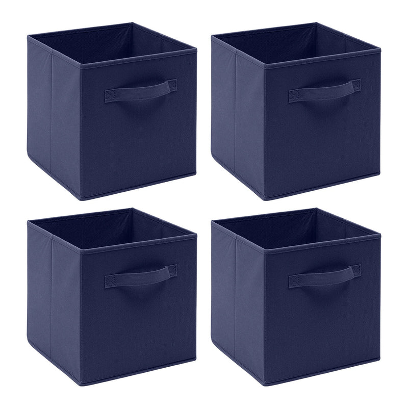 Pack of 4 Foldable Fabric Storage Organisers Cubes Boxes Wardrobe Home Organiser