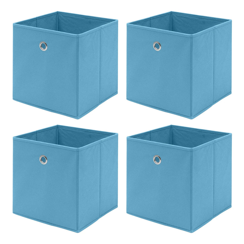 Pack of 4 Foldable Fabric Storage Organisers Cubes Boxes Wardrobe Home Organiser