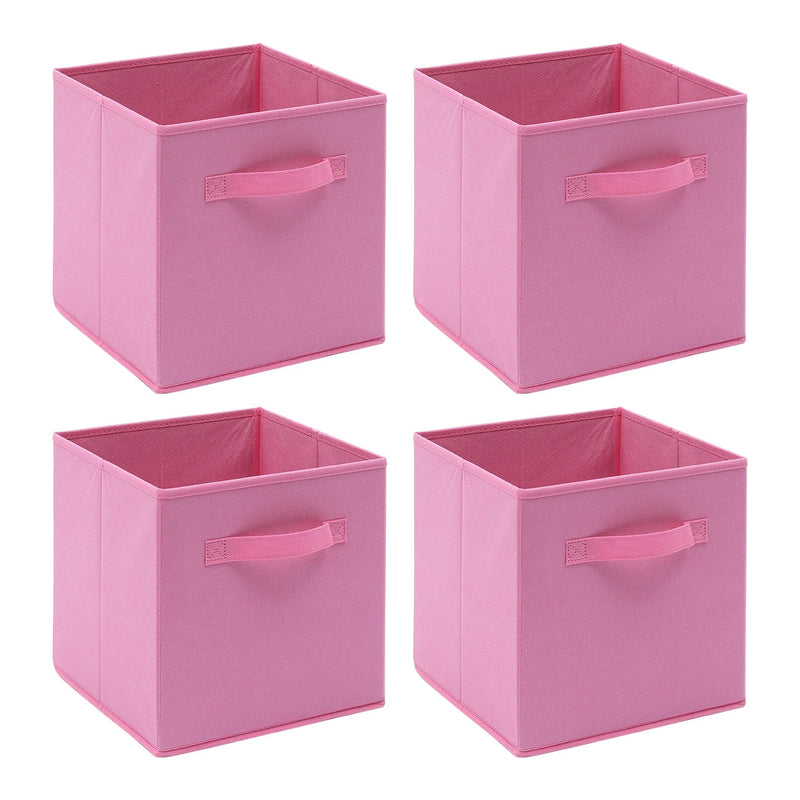 Pack of 4 Foldable Fabric Storage Organisers Cubes Boxes Wardrobe Home Organiser