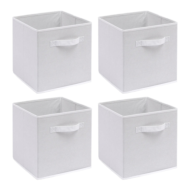 Pack of 4 Foldable Fabric Storage Organisers Cubes Boxes Wardrobe Home Organiser
