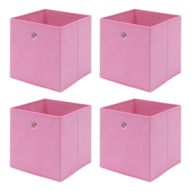 Pack of 4 Foldable Fabric Storage Organisers Cubes Boxes Wardrobe Home Organiser