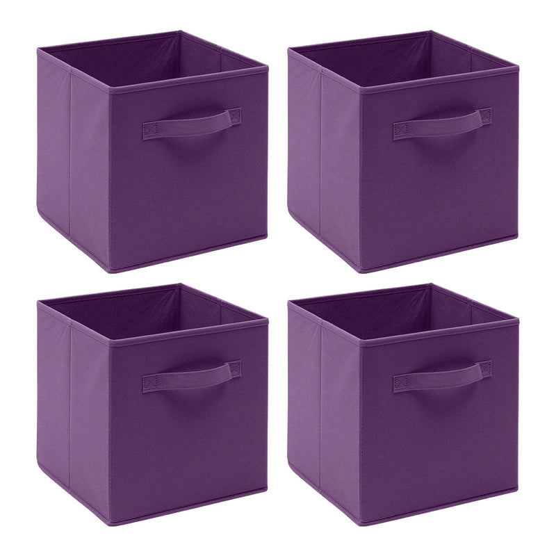 Pack of 4 Foldable Fabric Storage Organisers Cubes Boxes Wardrobe Home Organiser