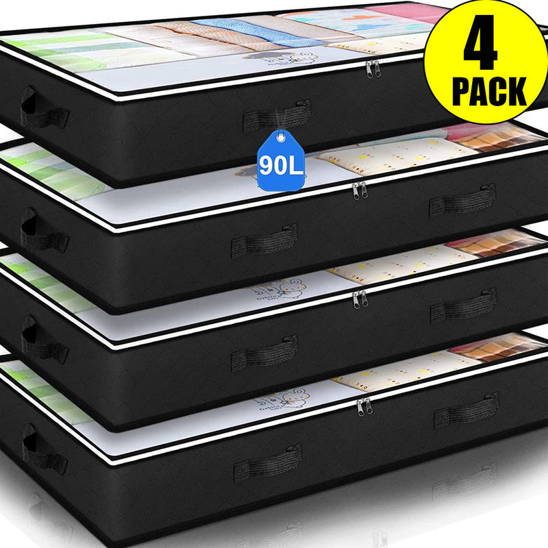 4 Pack Underbed Storage Boxes With Lids Large Under Bed Storage Bags With Zips