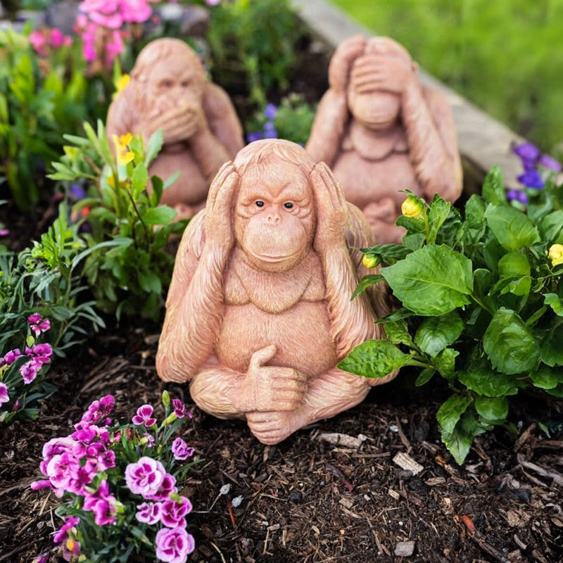 Three Wise Monkeys Speak See Hear No Evil - Garden Statue Set