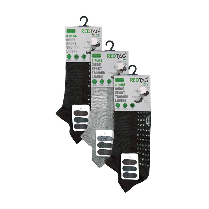 Mens Low Cut Trainer Gym Socks with Grips (Multipack Options)