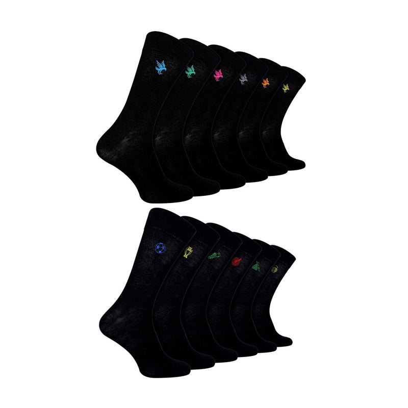 12 Pack Mens Value Breathable Bamboo Embriodered Dress Socks
