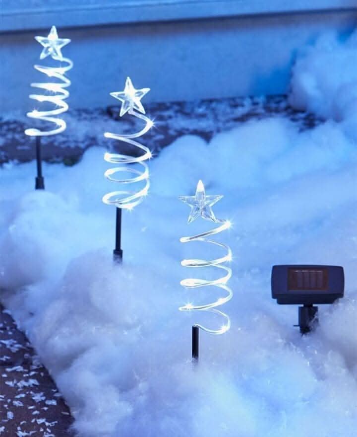 4 Pack Spiral Christmas Tree Stake Lights with 40 White LEDs