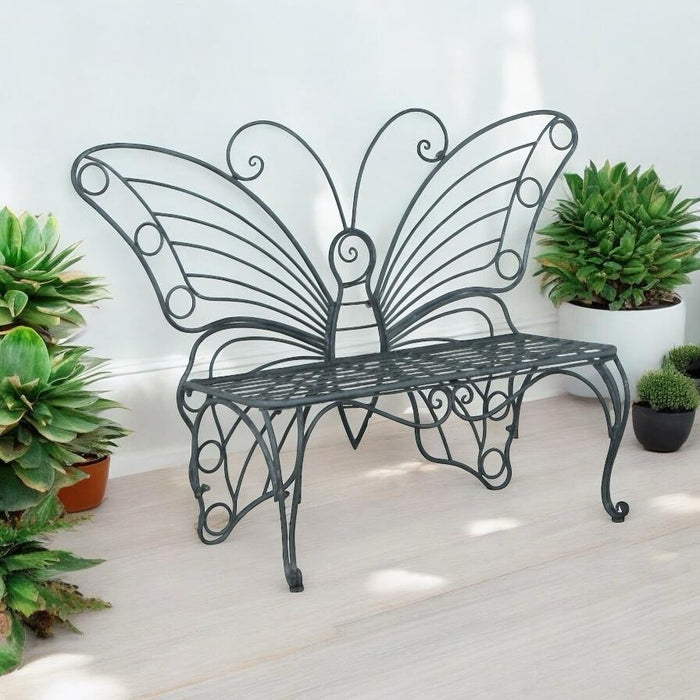WHITE BUTTERFLY METAL BENCH