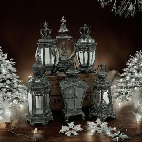 40CM 6 ASSORTED METAL GARDEN LANTERNS - InStock