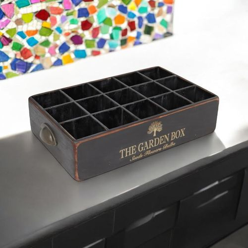 40CM BLACK WOODEN 15 BOTTLE WINE HOLDER - InStock