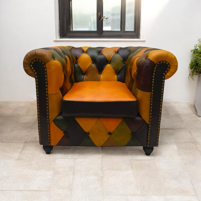 98CM LEATHER SOFA Harlequin diamond pattern