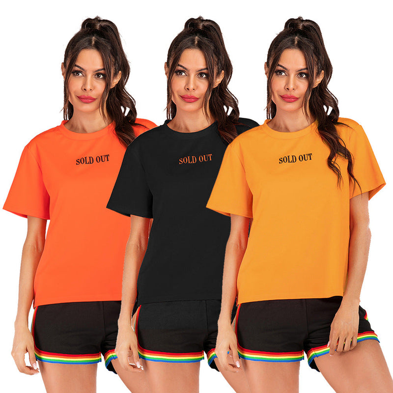 Women's Round Neck Letter T Shirt