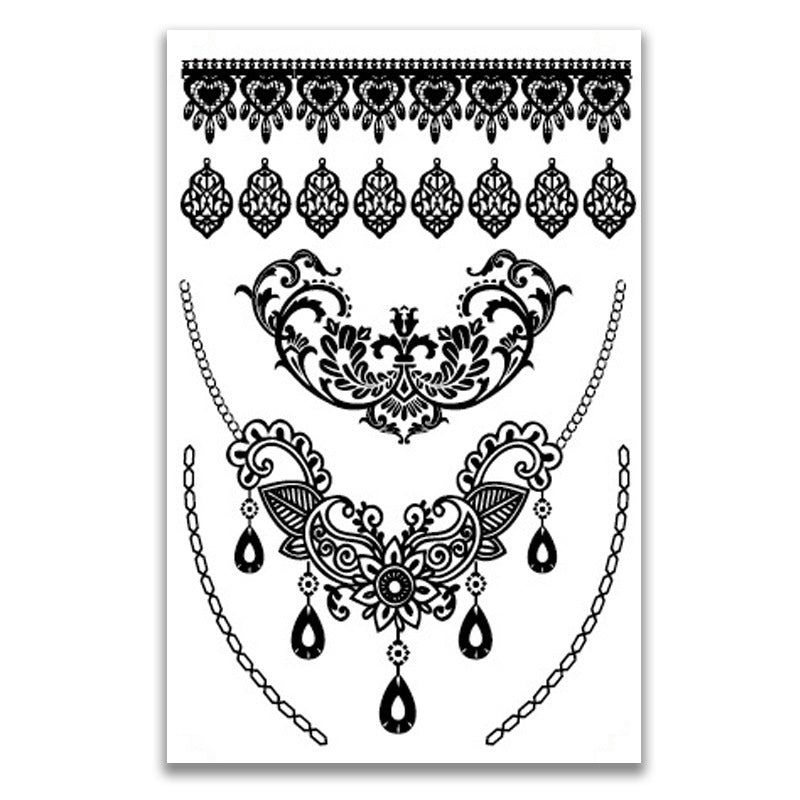 Black lace waterproof tattoo stickers