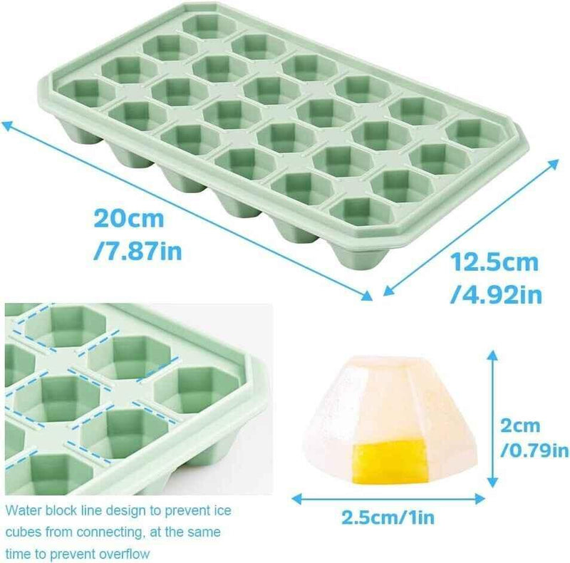 Reusable Ice Cube Trays with No Spill Lid Easy Release 48 Cubes Whiskey Cocktail