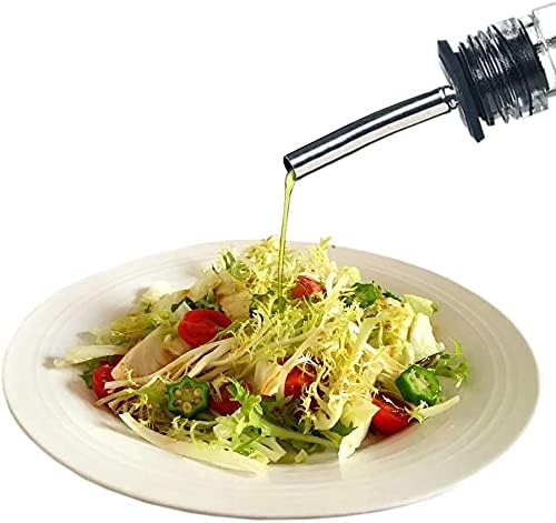 Drink Pourers Stainless Steel with Stoppers for Oil, Whiskey & Cocktails 5PK