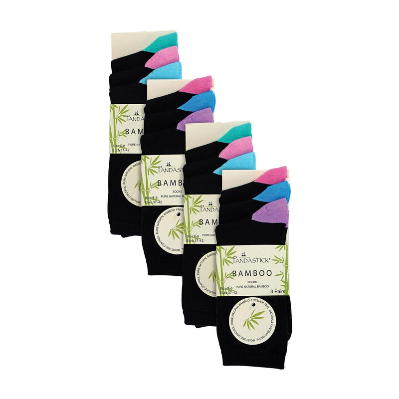 12 Pack Ladies Value Soft Breathable Bamboo Heel & Toe Socks